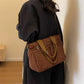 multi-pocket, casual commuter tote, oversized – Relaxed women's corduroy messenger bag