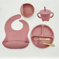 Baby Silicone Tableware Kit 8 Piece Suction Bowls Divided Plate Bib Spoon Fork Fall 2025 Self Feeding Aid