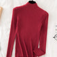 Flattering Stretchy Women Ribbed Sweater - Mock Neck, Knit