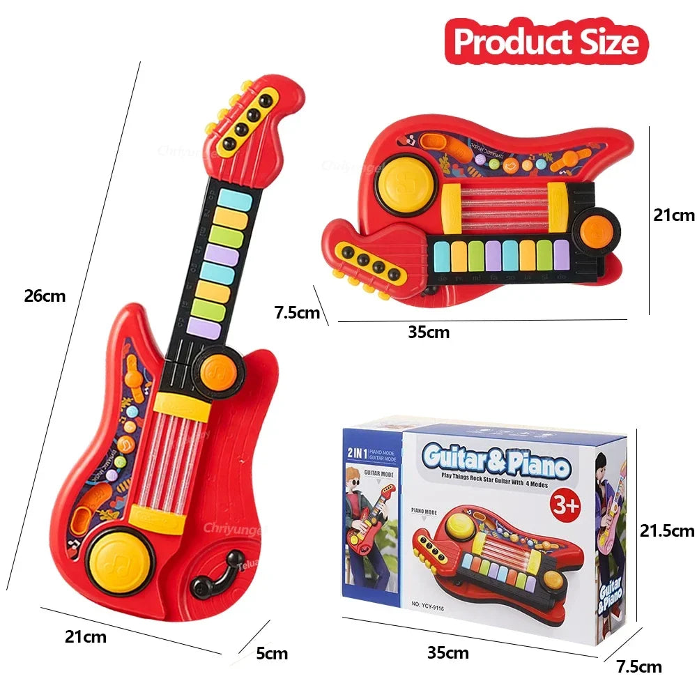 Multifunctional 3-in-1 Musical Toy for Kids - Folding Guitar, Piano, and Drum Kit, Great Birthday Gift for Boys and Girls Age 3+