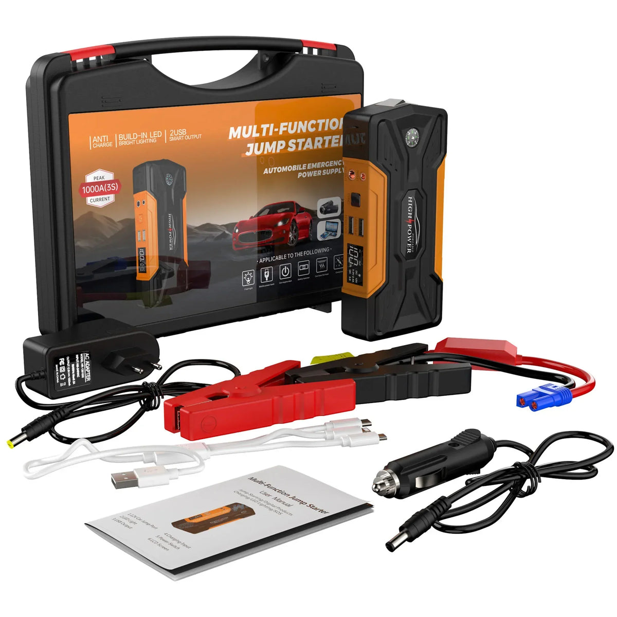 Car Jump Starter With Pump Travel-Friendly 12V Emergency Power Bank Kit 99800mAh Fall 2025 Gift