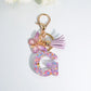 Letter Sequin Keychain With Butterfly Tassel Charm