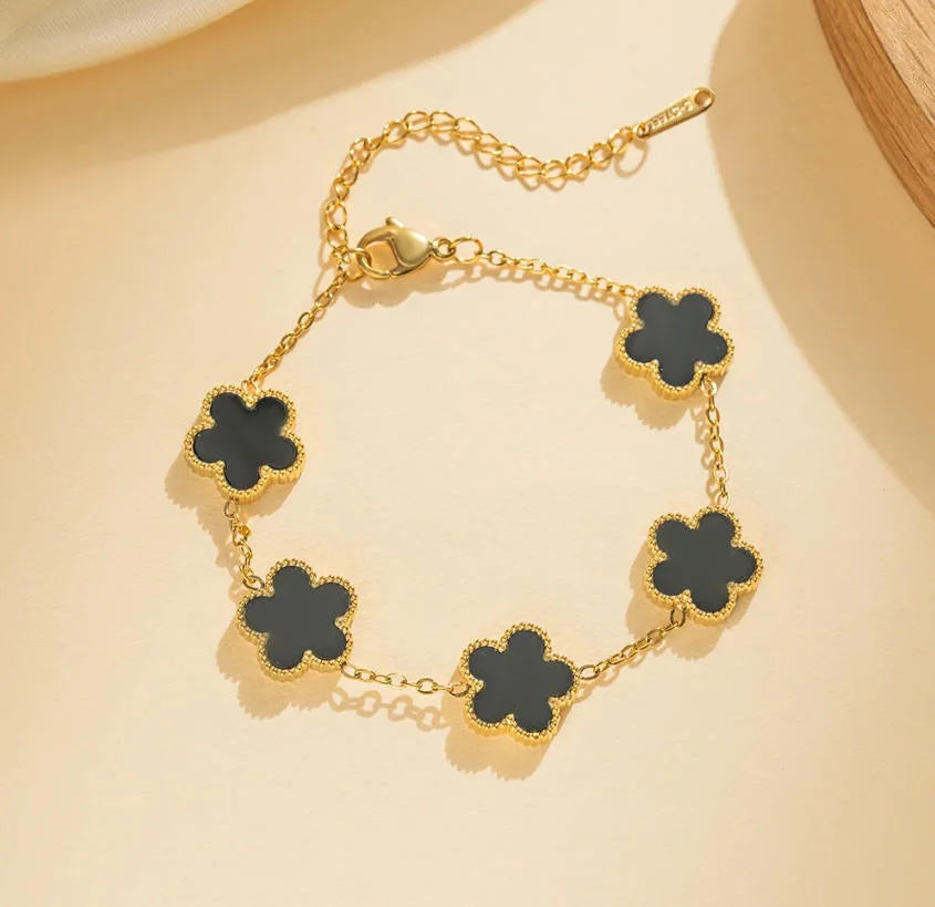 Bracelet2026 Edition Stainless Steel Double Sided Clover Petal Design Gold Plated Five Leaf Charms Gift Idea for Moms Fall