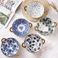 Inch 7.5 Japanese Ceramic Noodle Bowl With Handles Blue