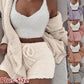 Fluffy Pajamas Kit for Women Plus Size Tank Top Shorts Winter Sleepwear
