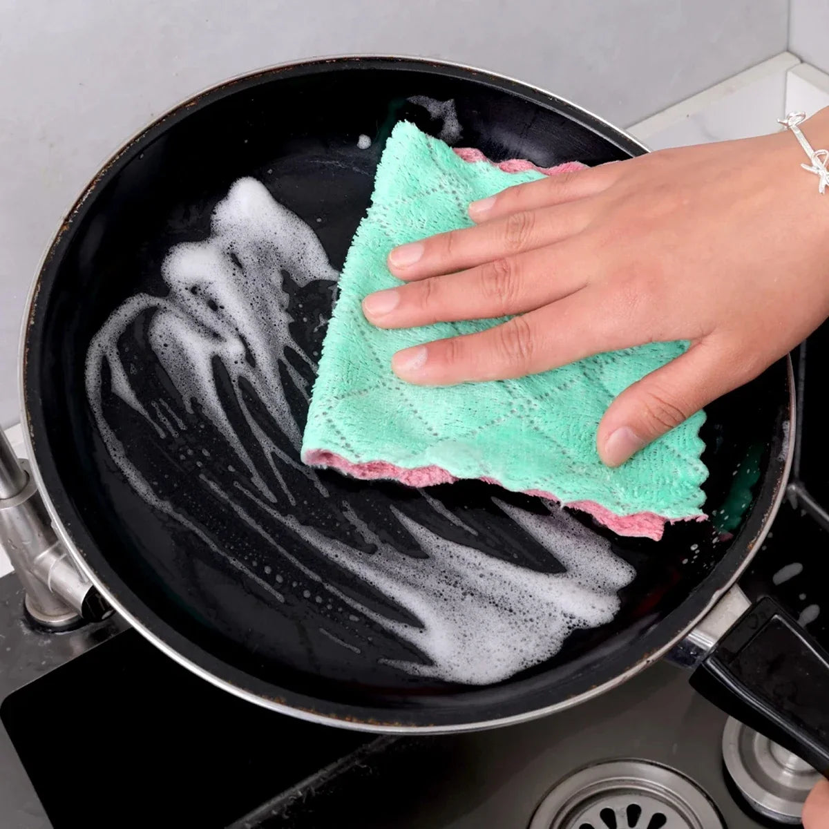 Cotton Reusable Dishwashing Cloths - 10-Pack Household Cleaning Towels in Random Colors