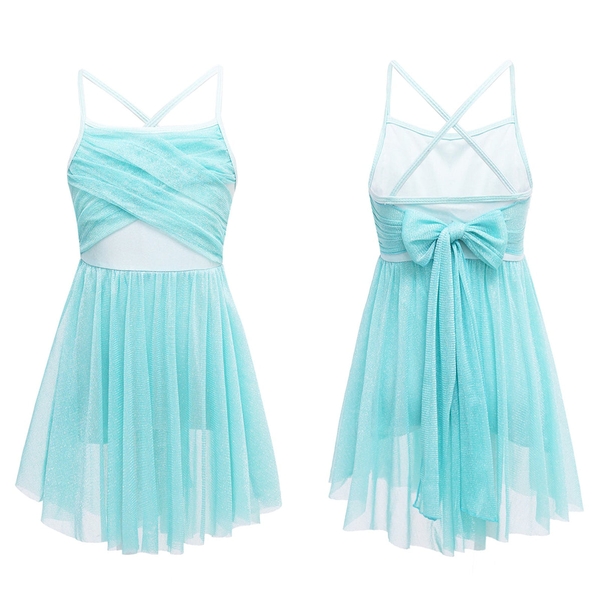 Light Girls' Dance Dress - Flowy, Glittery Mesh, Ballet & Gymnastics Costume
