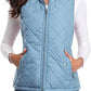 Light Women Quilted Vest - Stand Collar Cotton Winter