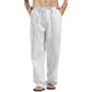 Color Solid Multi-Pocket Linen Men Pants - Casual Breathable Summer Trouser, Large Size