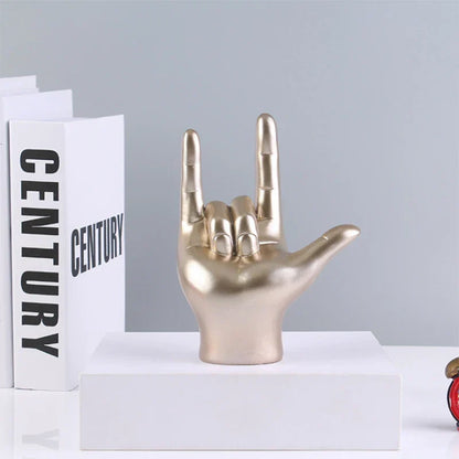 Sign Language Hand Statue 19.5cm Resin Figurine Household Decor Fall 2025 Meaningful Gift Desk Accent