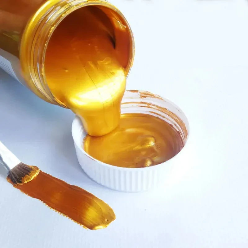 Golden2026 Edition Acrylic Paint Metallic Pearlescent Finish Water-Resistant Fade Resistant for Gypsum Canvas DIY Craft Supplies Fall