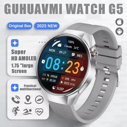Smartwatch 1.75 Inch AMOLED Display GPS Tracking Bluetooth Calling Health Monitoring IP68 Water-Resistant Fall 2025 Gift