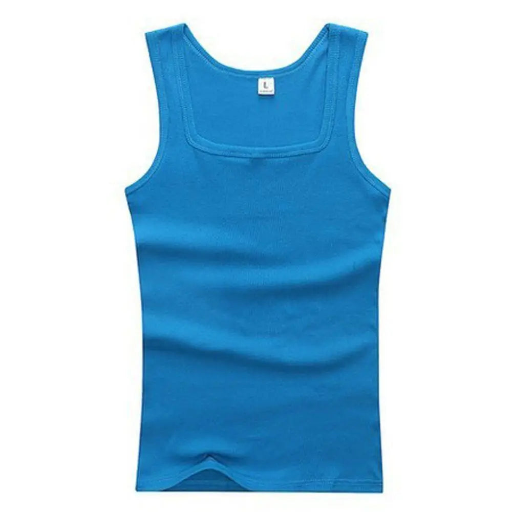 slash neck, casual fit, solid, summer knit vest – Breathable men's cotton tank top