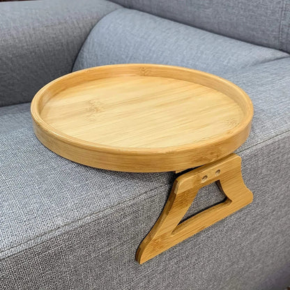 Bamboo Sofa Arm Tray Travel-Friendly Couch Armrest Snack Holder