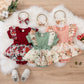 Plush baby girl dress - floral print, bowknot accents, cotton-elastane, summer wear