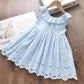 knee-length, floral eyelet, cotton, for parties and celebrations – Light girls’ dress