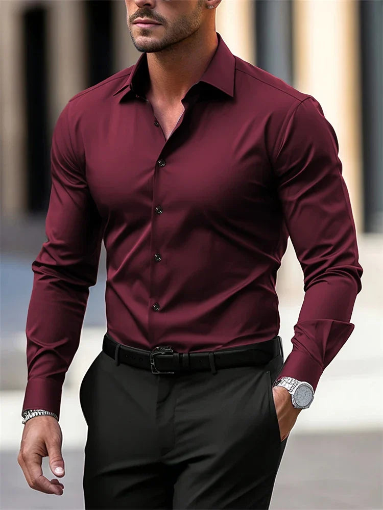 Variant image for Men's Dress Shirt in Premium Cotton with Structured Collar, Breathable Fabric, Tailored Fit for Formal and Casual Wear-17