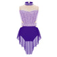Flattering Stretchy Girls' Dance Leotard - Sleeveless Rhinestone Mesh Top, Polyester, Nylon, Elastane, For Competition