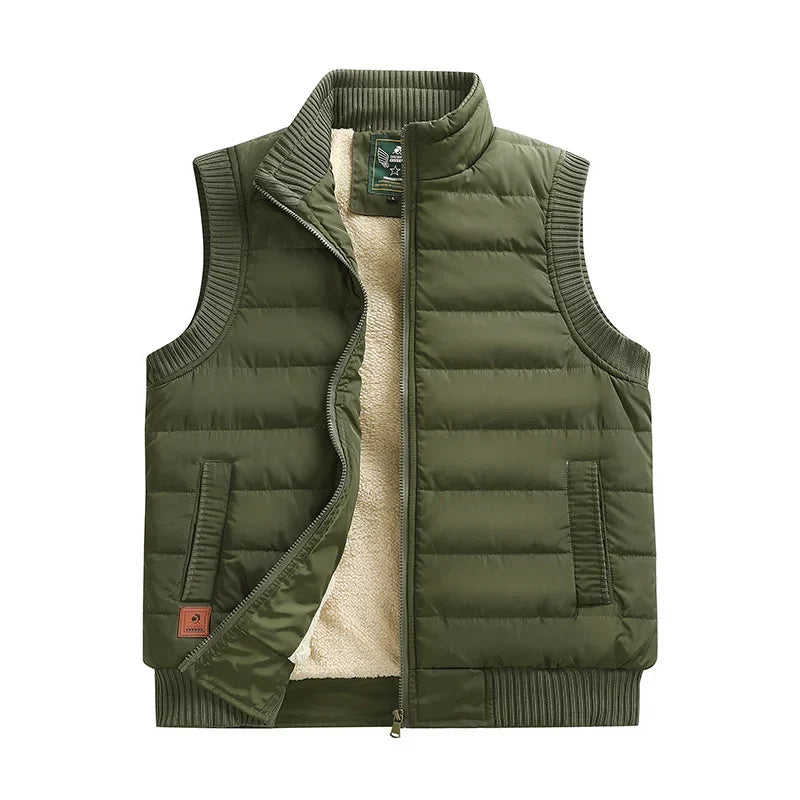 Men's Warm Puffer Vest - Quilted Slim, Lamb Velvet, Winter