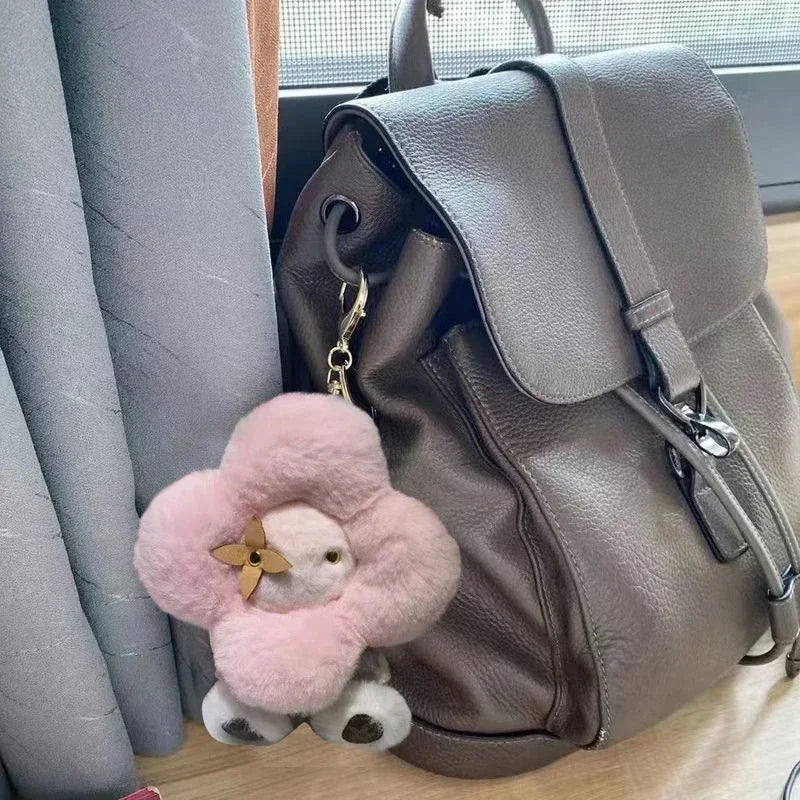 Plush Sunflower Keychain Bag Charm Pink Mini Cozy Gift