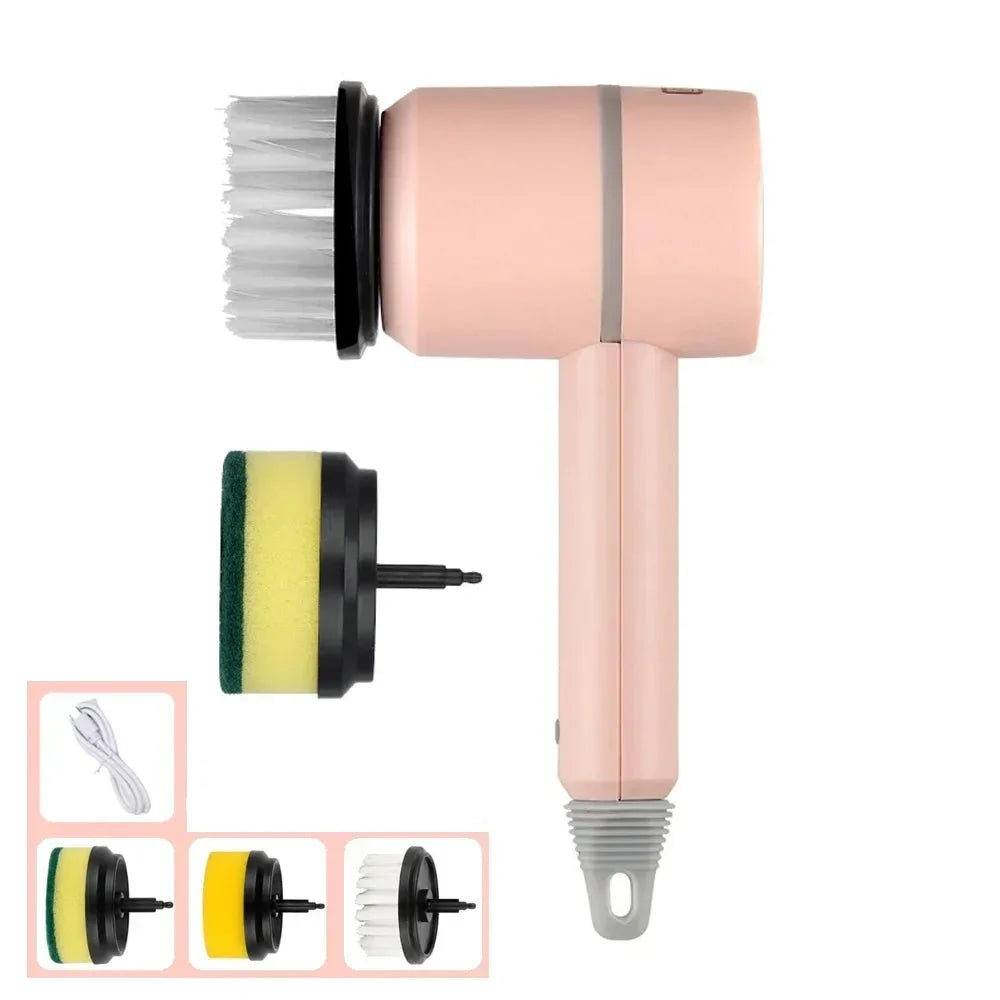 Cordless Motor-Driven Cleaning Brush USB Battery-Powered Scrubber for Kitchen and Bathroom Cleaning, 3 Speed Pro-Grade Device