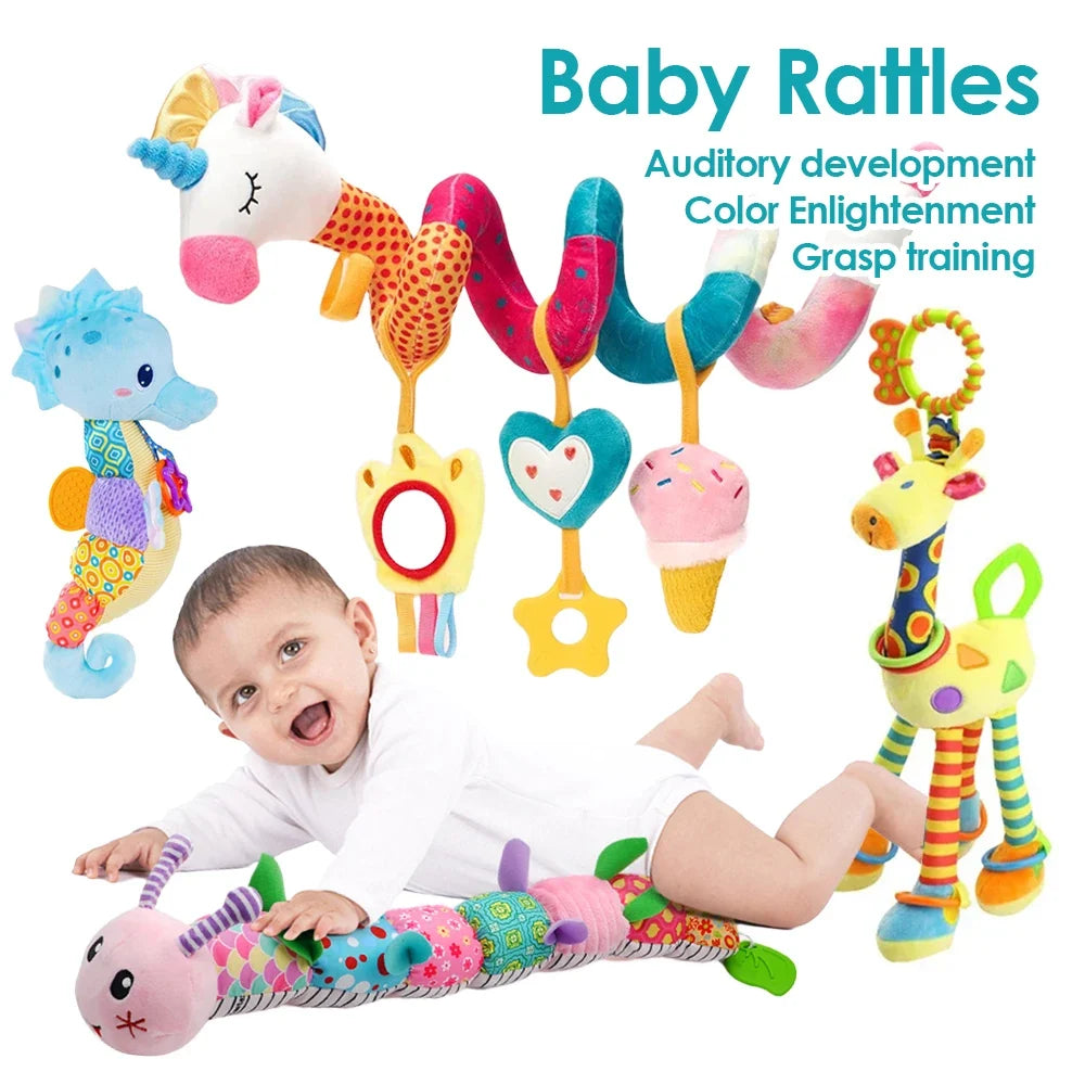 Plush Giraffe Baby Rattle Hanging Plush Newborn Sensory Toys