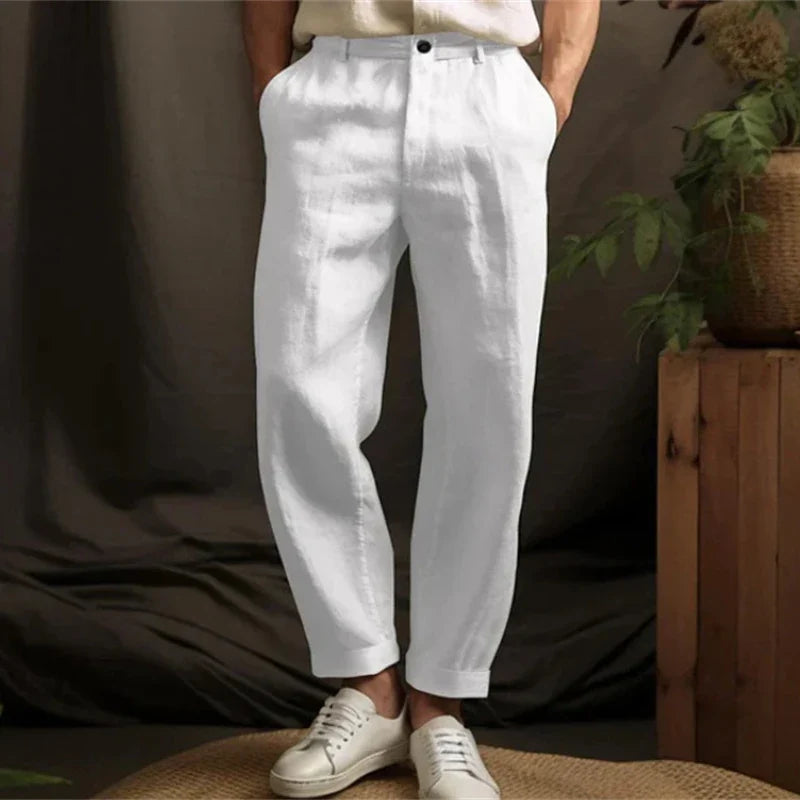 Summer Spring Casual Linen Trousers for Men - Breathable Loose Fit Vintage Straight Pants