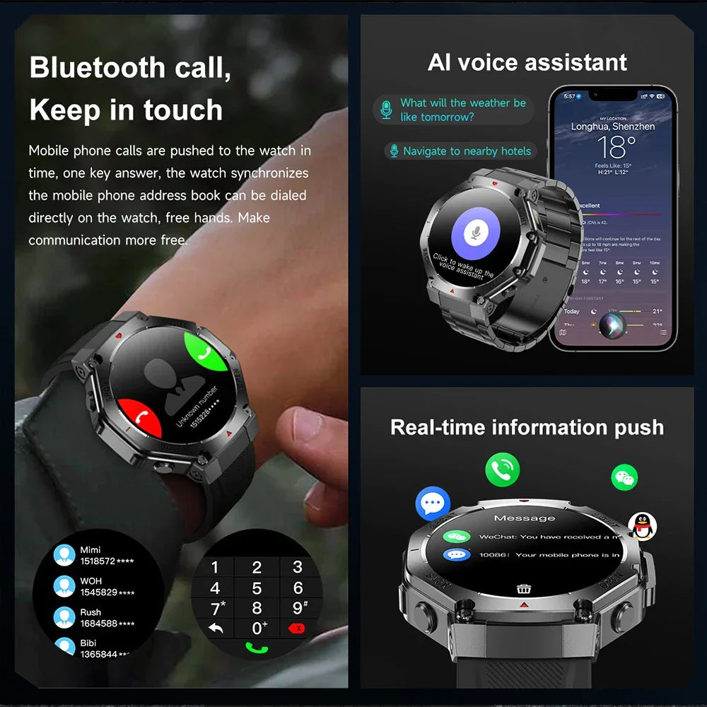 Smartwatch GPS Health Monitor - AMOLED Display, Bluetooth Calling, 3ATM Water-Resistant Fall 2025 Fitness Gift