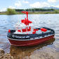 Powerful Dual Motor RC Tugboat Model - 1:72 Motor-Driven Remote Control Boat for Boys, Cordless Fun