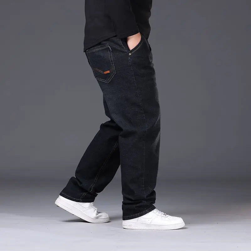 Relaxed Oversized Men's Jeans - High Waist, Stretch Denim