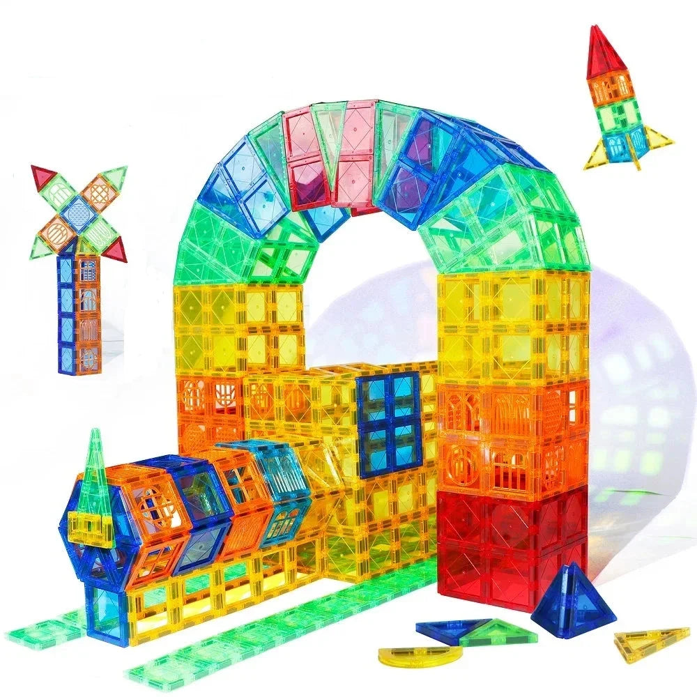 Magnetic Building Blocks Kit - Colorful Educational Puzzle for Kids Ages 3+ - Ideal Birthday Gift