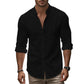 Variant image for Men's Dress Shirt, Lightweight Linen Cotton Blend, Adjustable Fit, Casual and Formal Style, Summer Elegance, Various Colors-5