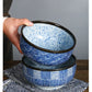Wave Qinghai Noodle Bowl Hand Painted Vintage Ceramic Bowl