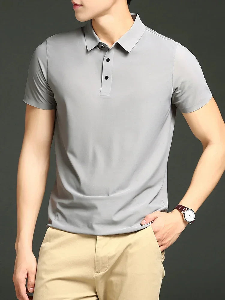 Variant image for Men's Ice Silk Polo Shirt, Lightweight Breathable Fabric, Adjustable Tailored Fit for Office and Casual Wear-29