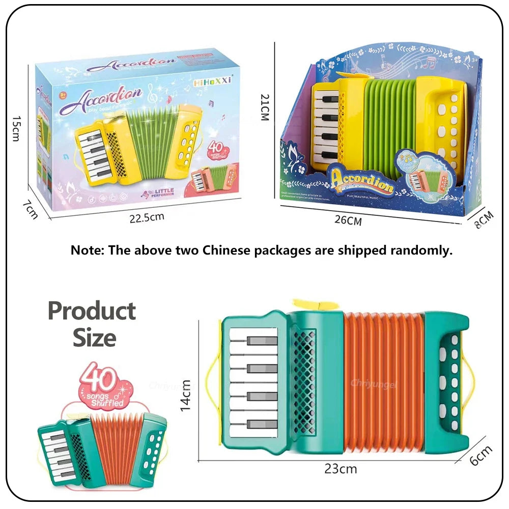 Kids Accordion Musical Instrument - Light Educational Toy for Toddlers, Great Gift for Boys & Girls Ages 3+, Indoor & Outdoor Fun