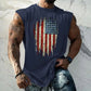 Men's Breathable Tank Top - Round-Neck, Sleeveless, 3D-Printed American Flag Heart Graphic, Casual Summer Wear
