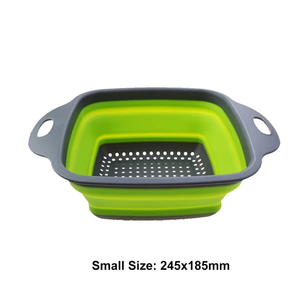 Silicone2026 Edition Folding Drain Basket 2-In-1 Collapsible Colander For Fruits And Vegetables Space-Saving Kitchen Device Fall