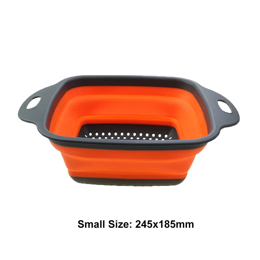 Silicone2026 Edition Folding Drain Basket 2-In-1 Collapsible Colander For Fruits And Vegetables Space-Saving Kitchen Device Fall