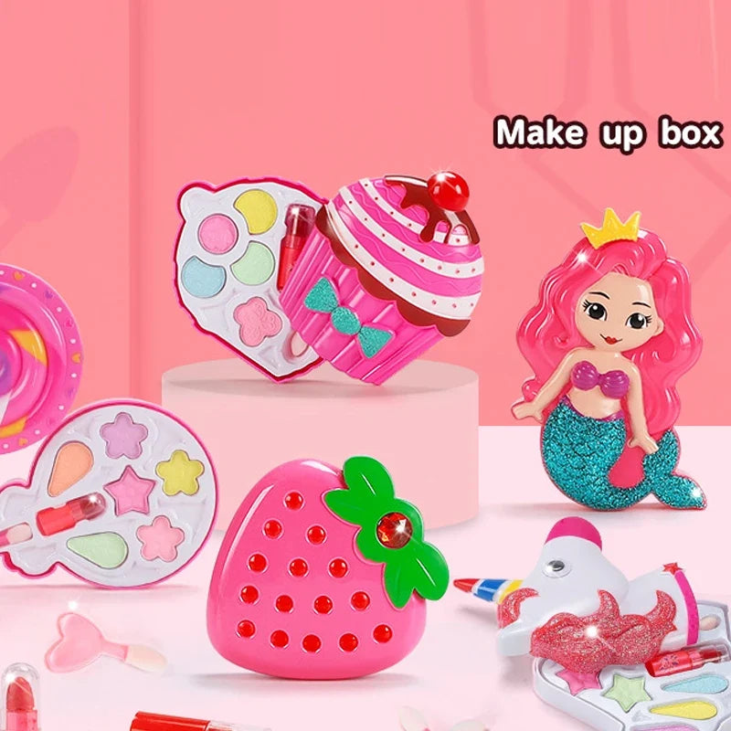 Princess Makeup Toy Kit for Kids - Pretend Play Cosmetics with Lipstick & Eyeshadow for Parties