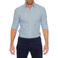Casual Men's Oxford Zipper Shirt - Elastic Cotton Slim Fit for All Seasons