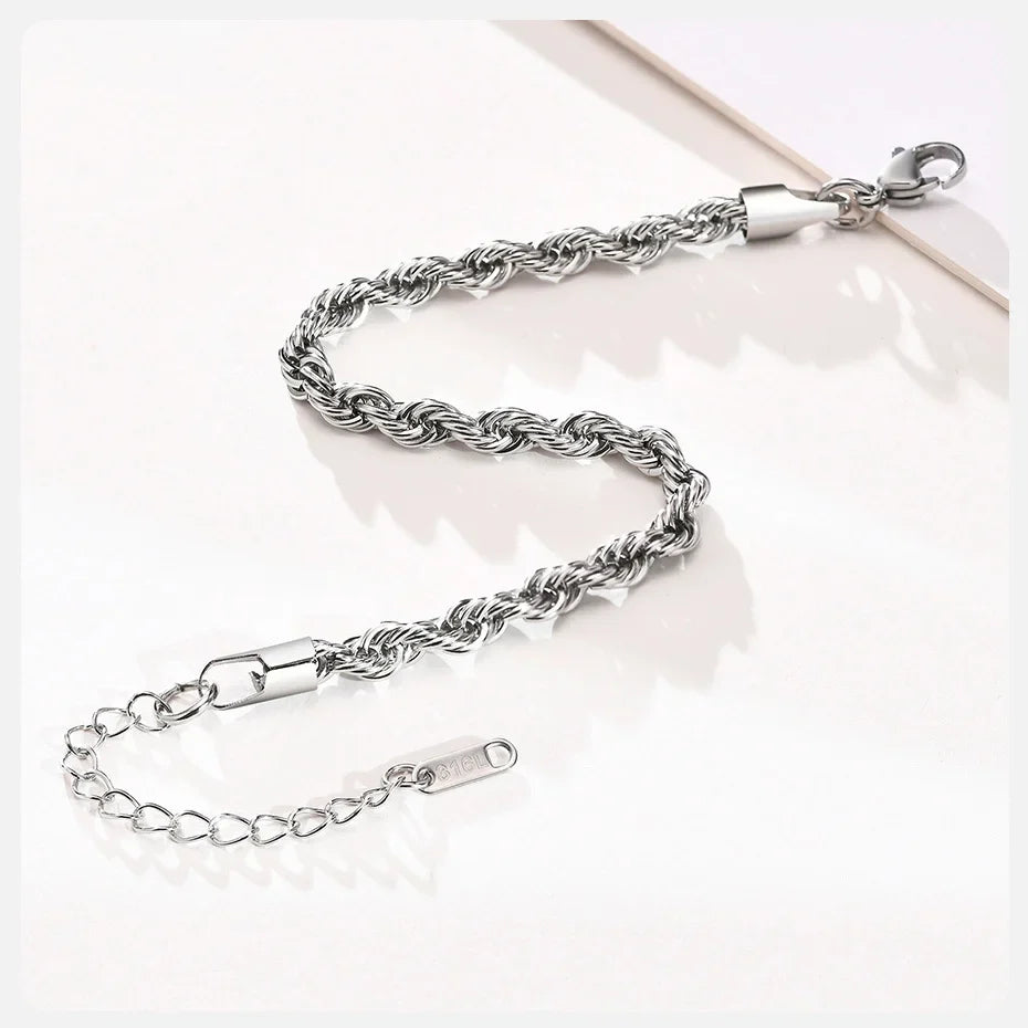 Steel Stainless Rope Chain Bracelet Twisted Singapore