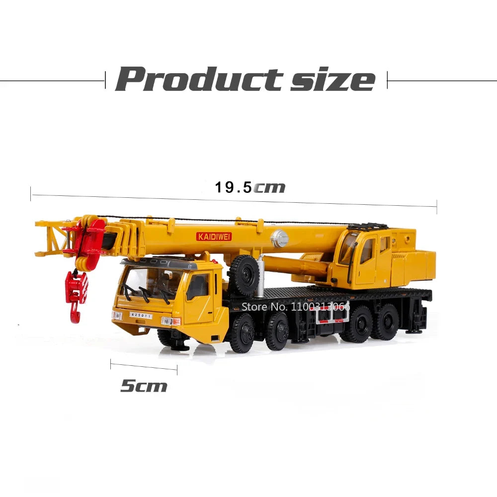 Alloy Scale Diecast Engineering Crane Toy - 360° Rotating, Four-Wheel Steering Model for Kids