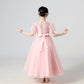 Plush Girls' Dress - Flowy Princess-Cut Lace-Embroidery, Polyester, Wedding Party