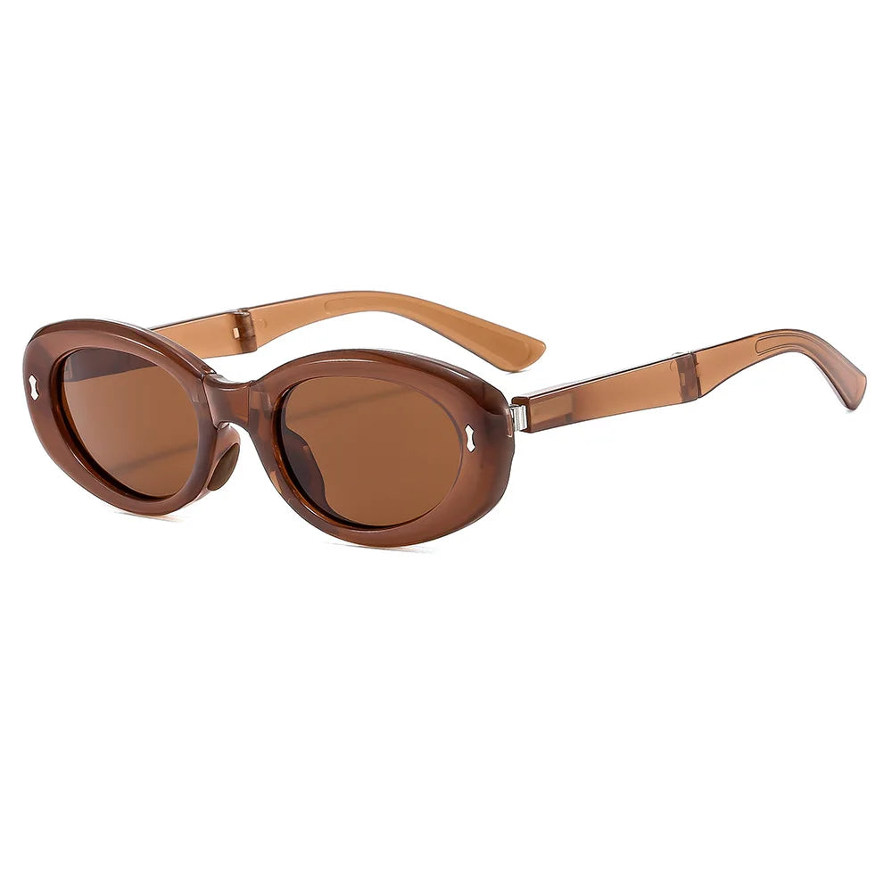 Folding Sunglasses Elliptical Frame Vintage Retro Eyewear Summer 2026 AntiReflective UV Protection