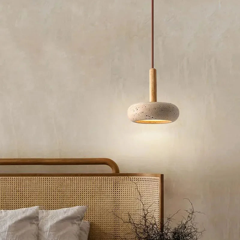 LED Japandi Pendant Lamp Yellow Stone Wabi Sabi Ambient Design