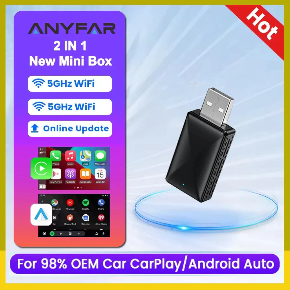 Wireless2025 Edition CarPlay AI Box 2in1 Android Auto Dongle Plug and Play Car Radio Upgrade 99 Percent Car Compatibility Fall