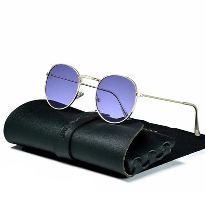 Round Retro Sunglasses for Men/Women Deluxe UV400 Metal Vintage Eyewear No Leather Case