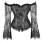 Women's Supportive Corset Top - Off Shoulder, Lace Satin