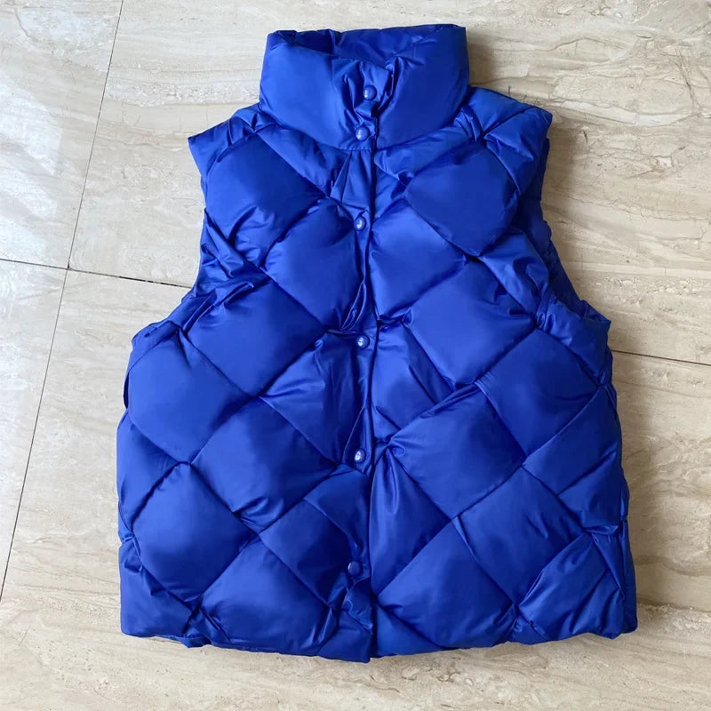 Women Insulating Puffer Vest - Boxy Quilt Polyfill Winter