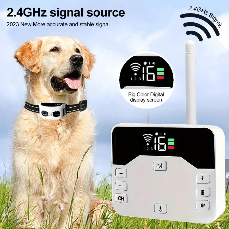 Pets Cordless Electronic Fence - IP65 Water-Resistant Battery-Powered Remote Control Training Collar